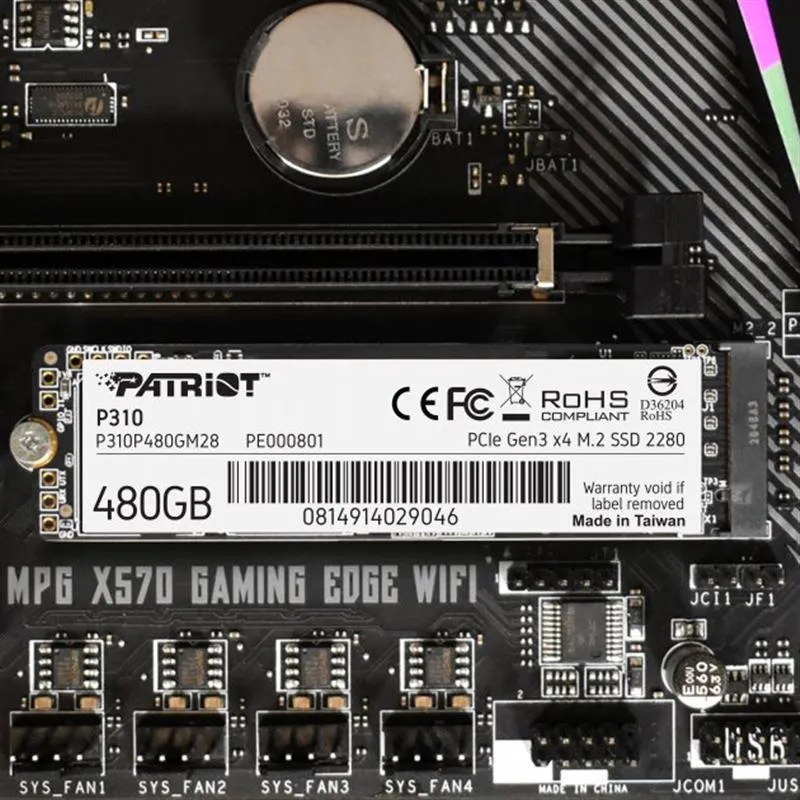 Накопичувач SSD  480GB Patriot P310 M.2 2280 PCIe NVMe 3.0 x4 TLC (P310P480GM28) - мініатюра 6