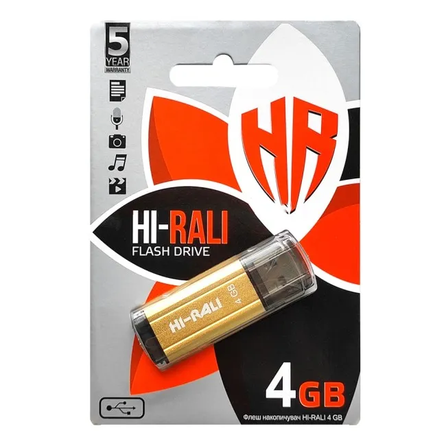 Флеш-накопичувач USB 4GB Hi-Rali Stark Series Gold (HI-4GBSTGD) - мініатюра 2
