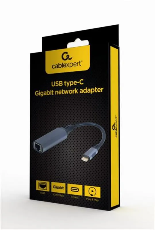 Адаптер Cablexpert USB Type-C - RJ-45 (M/F), 0.15 м, Black (A-USB3C-LAN-01)  - зображення 1