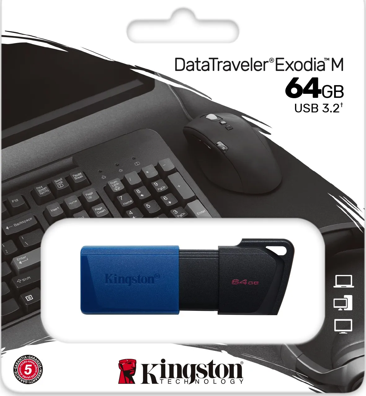 Флеш-накопичувач USB3.2 64GB Kingston DataTraveler Exodia M Black/Blue (DTXM/64GB) - мініатюра 7