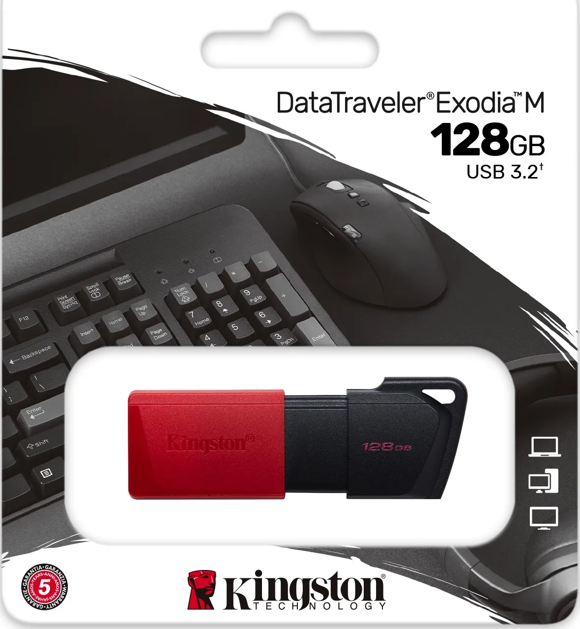 Флеш-накопичувач USB3.2 128GB Kingston DataTraveler Exodia M Black/Red (DTXM/128GB) - мініатюра 6