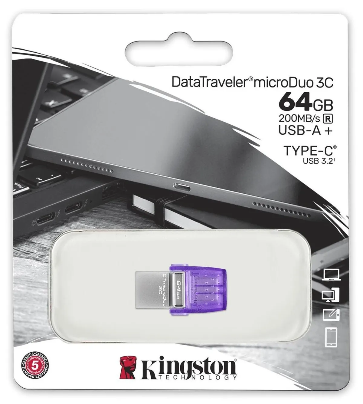 Флеш-накопичувач USB3.2 64GB Type-C Kingston DataTraveler microDuo 3C (DTDUO3CG3/64GB) - мініатюра 5
