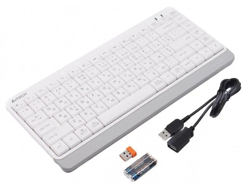 Клавіатура бездротова A4Tech FBK11 White USB - мініатюра 2