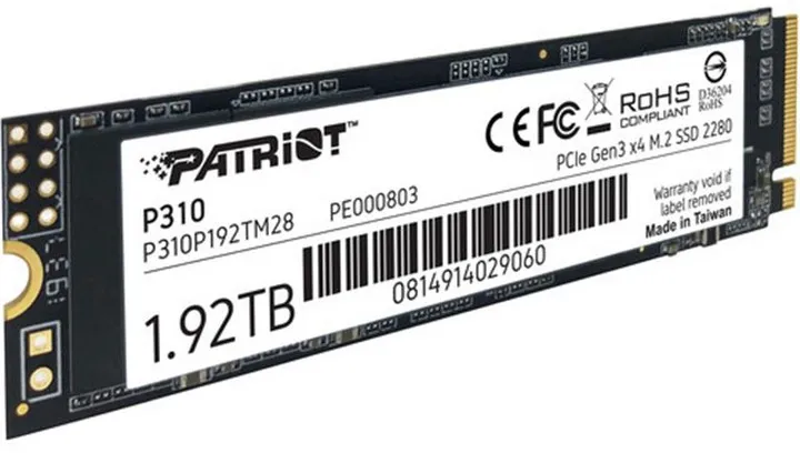 Накопичувач SSD 1.92TB Patriot P310 M.2 2280 PCIe NVMe 3.0 x4 TLC (P310P192TM28) - мініатюра 2