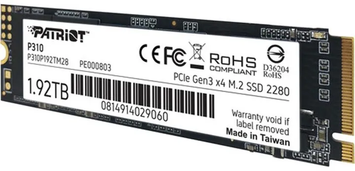 Накопичувач SSD 1.92TB Patriot P310 M.2 2280 PCIe NVMe 3.0 x4 TLC (P310P192TM28) - мініатюра 3