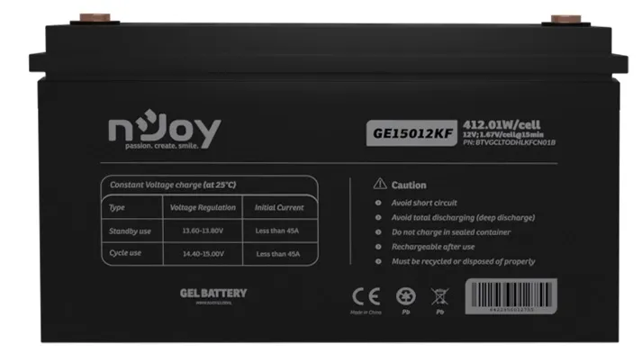 Акумуляторна батарея Njoy GE15012KF 12V 150AH (BTVGCLTODHLKFCN01B) GEL - мініатюра 3