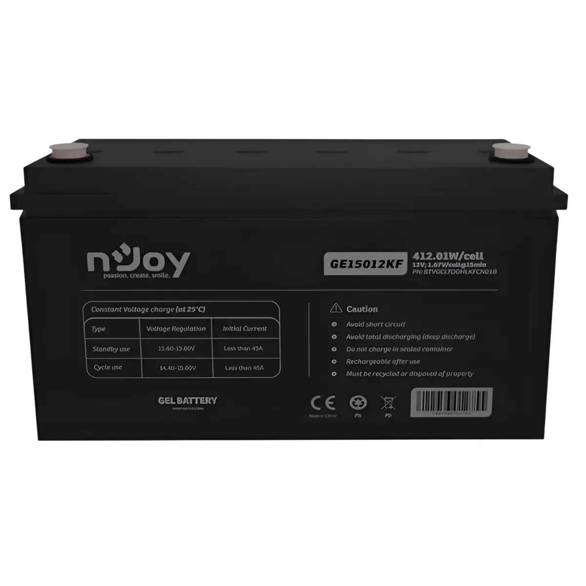 Акумуляторна батарея Njoy GE15012KF 12V 150AH (BTVGCLTODHLKFCN01B) GEL - мініатюра 6