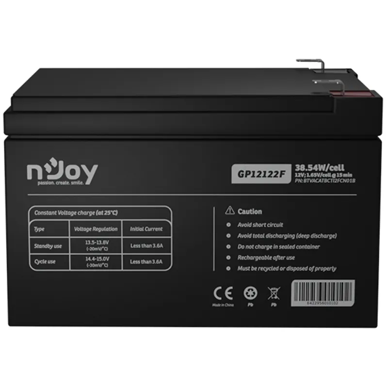 Акумуляторна батарея Njoy GP12122F 12V 12AH (BTVACATBCTI2FCN01B) AGM - мініатюра 6