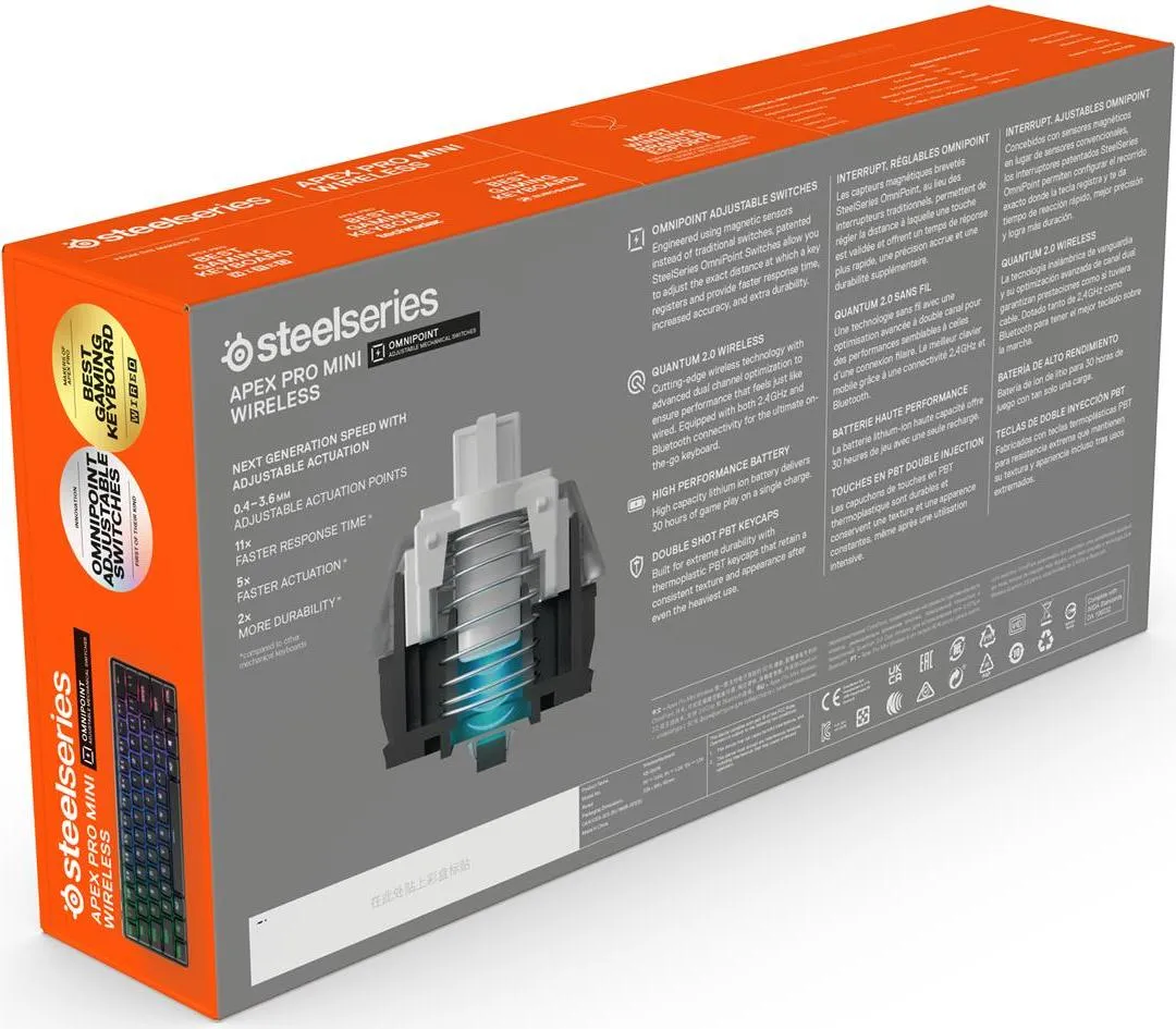 Клавiатура бездротова SteelSeries Apex Pro Mini Wireless Black (64842) - мініатюра 7