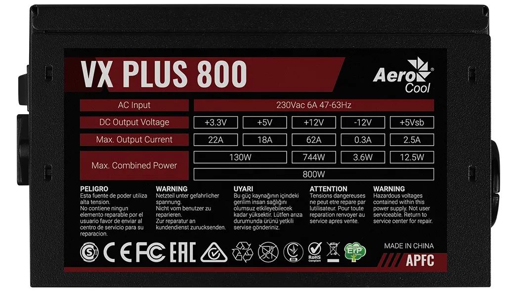Блок живлення AeroCool VX Plus 800 (ACPN-VS80AEY.11) 800W - мініатюра 4