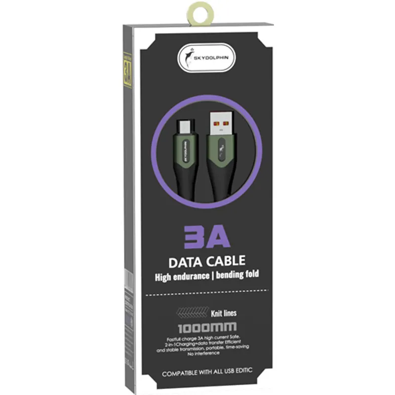 Кабель SkyDolphin S01V USB - micro USB (M/M) 1 м, Dark Green (USB-000584) - зображення 1