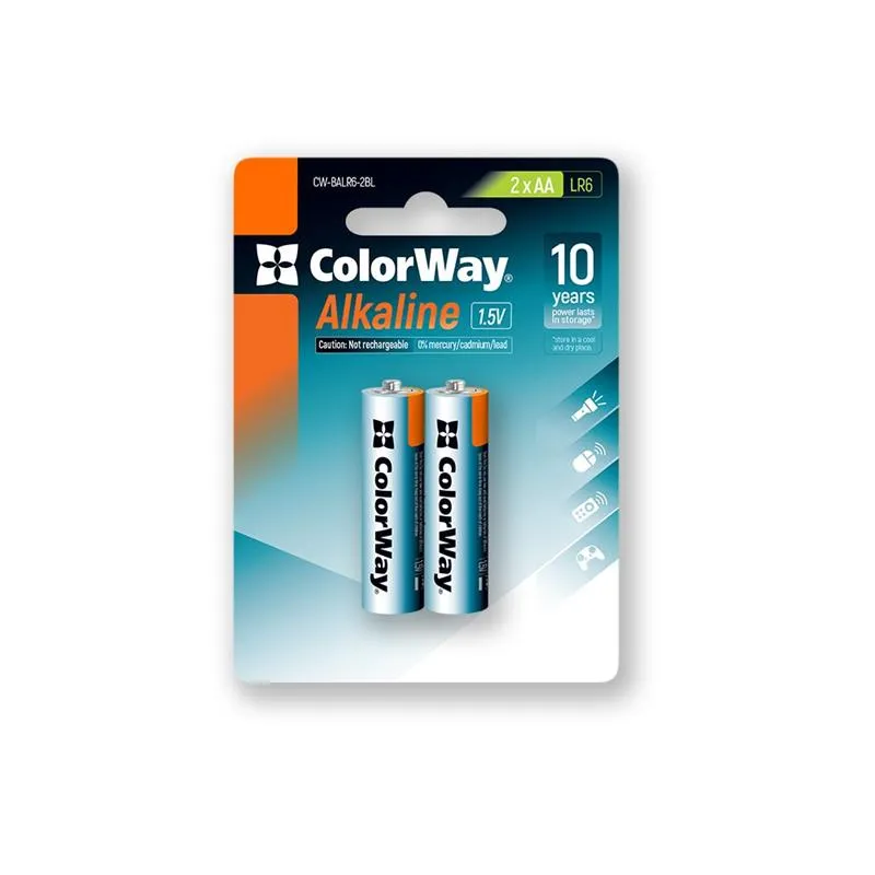 Батарейка ColorWay Alkaline Power AA/LR06 BL 2шт - зображення 1