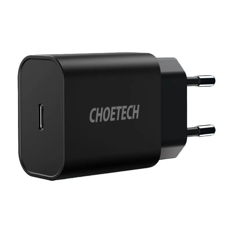 Мережевий зарядний пристрій Choetech (1USBх3A) Type-C PD20W Charger Black (Q5004-EU) - зображення 1