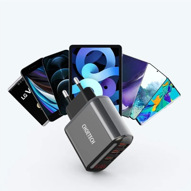 Мережевий зарядний пристрій Choetech (3USBх2.4A) Black (Q5009-EU) - мініатюра 3
