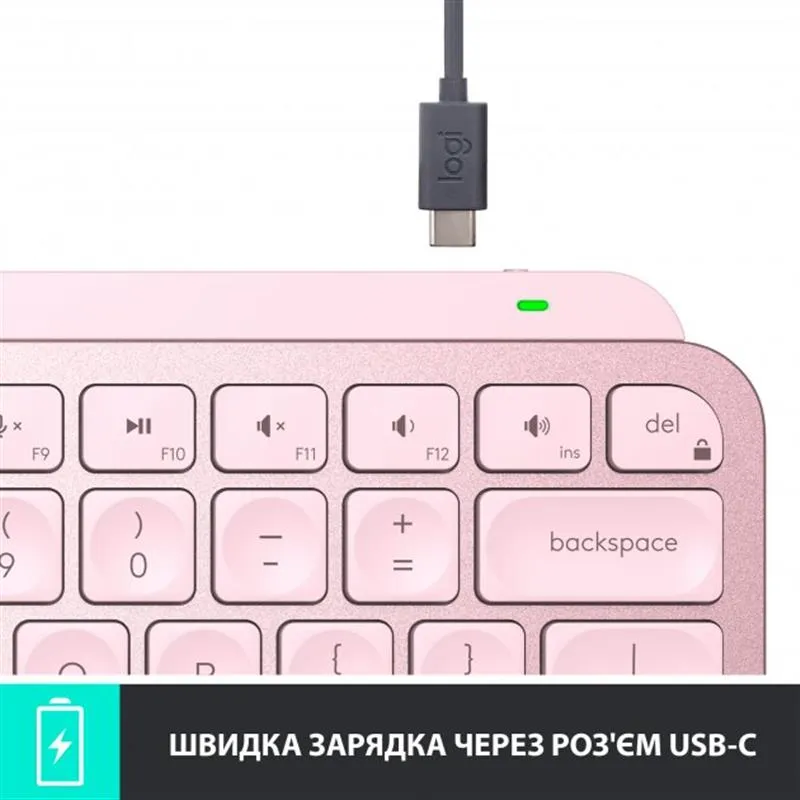 Клавіатура бездротова Logitech MX Keys Mini Wireless Illuminated UA Rose (920-010500) - мініатюра 7