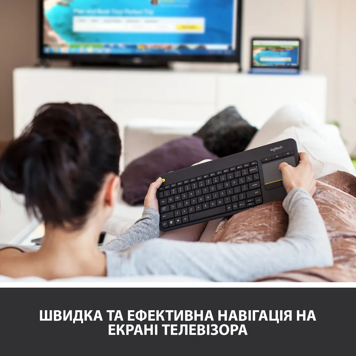 Клавіатура бездротова Logitech K400 Plus Black (920-007145) - мініатюра 3