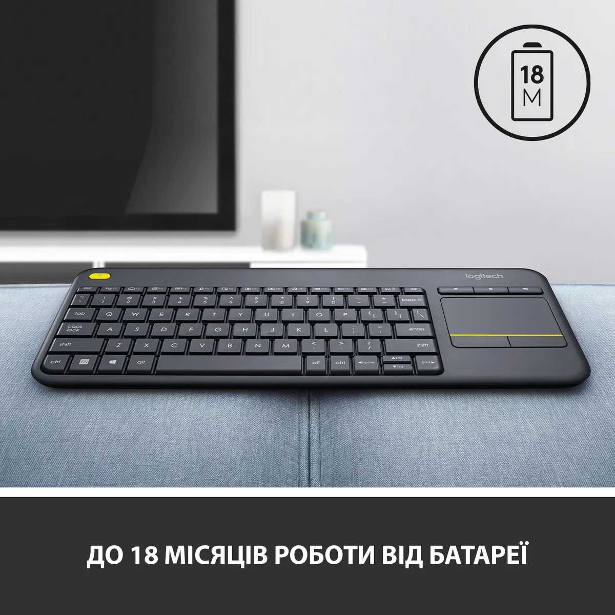 Клавіатура бездротова Logitech K400 Plus Black (920-007145) - мініатюра 8