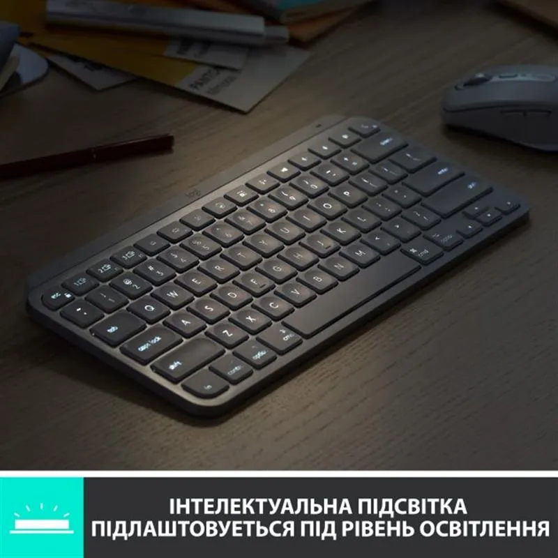 Клавіатура бездротова Logitech MX Keys Mini Wireless Illuminated UA Pale Gray (920-010499) - мініатюра 4
