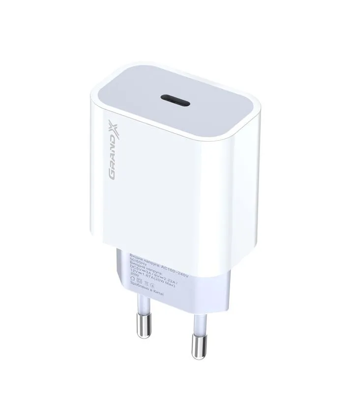 Мережевий зарядний пристрій Grand-X (1xUSB-C 20W) QC4.0, PD 3.0, FCP, AFC White (CH-770) - зображення 1