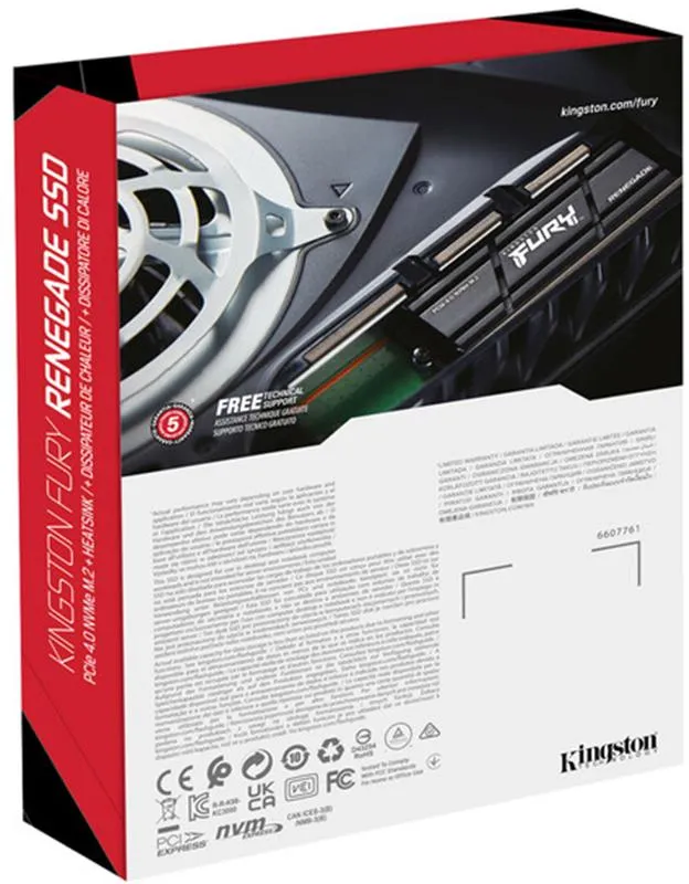 Накопичувач SSD 2TB Kingston Fury Renegade with Heatsink M.2 2280 PCIe 4.0 x4 NVMe 3D TLC (SFYRDK/2000G) - мініатюра 4