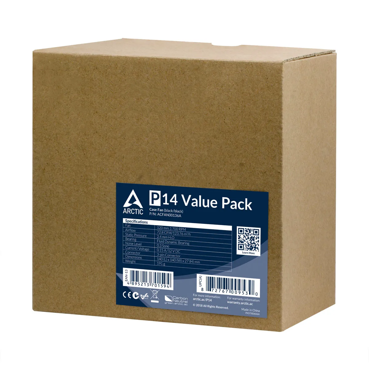 Вентилятор Arctic P14 Black - 5 Pack (ACFAN00136A) - мініатюра 2