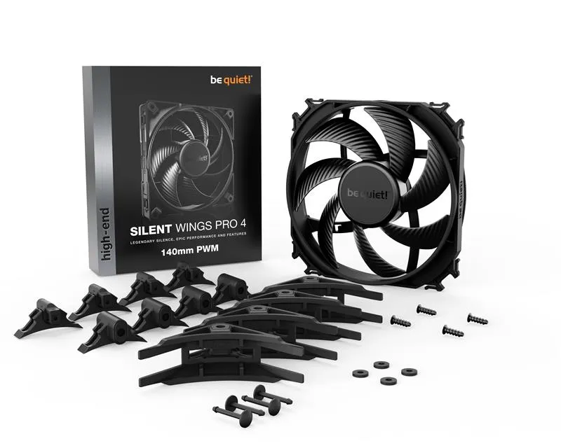 Вентилятор be quiet! Silent Wings Pro 4 140mm PWM (BL099), 140x140x25 мм, 4-pin, чорний - мініатюра 4