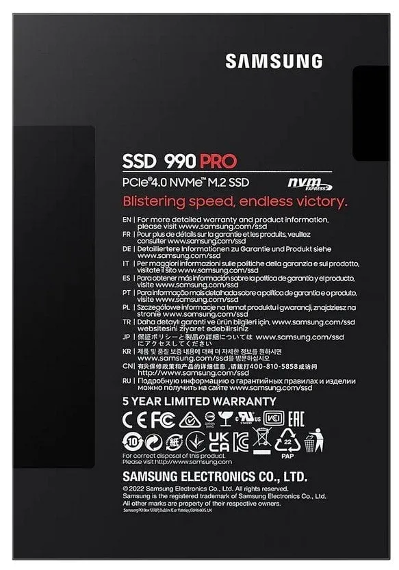 Накопичувач SSD  2ТB Samsung 990 PRO M.2 2280 PCIe 4.0 x4 NVMe V-NAND TLC (MZ-V9P2T0BW) - мініатюра 4