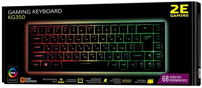 Клавіатура 2E Gaming KG350UBK RGB Ukr Black (2E-KG350UBK) - мініатюра 6