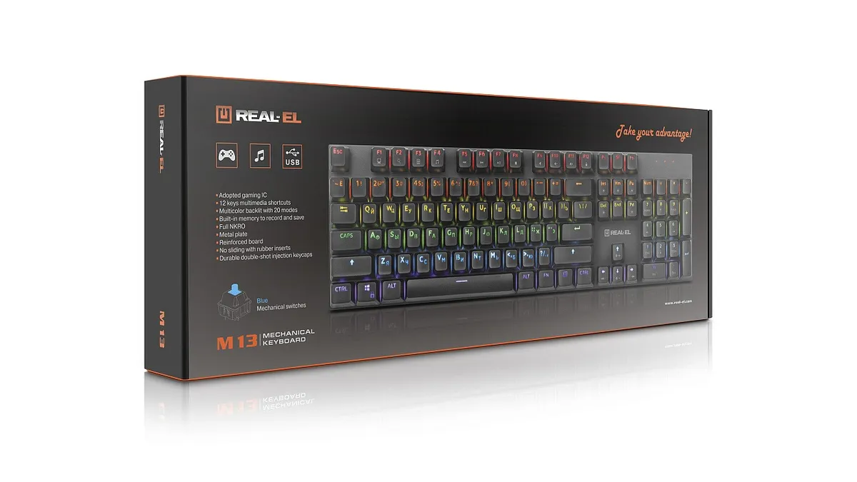 Клавіатура REAL-EL M 13 Grey USB - мініатюра 10
