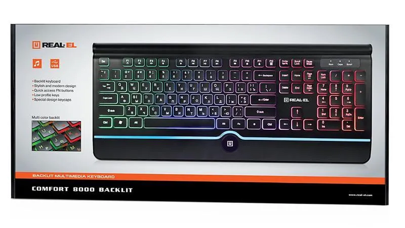 Клавіатура REAL-EL Comfort 8000 Backlit Ukr Black - мініатюра 9