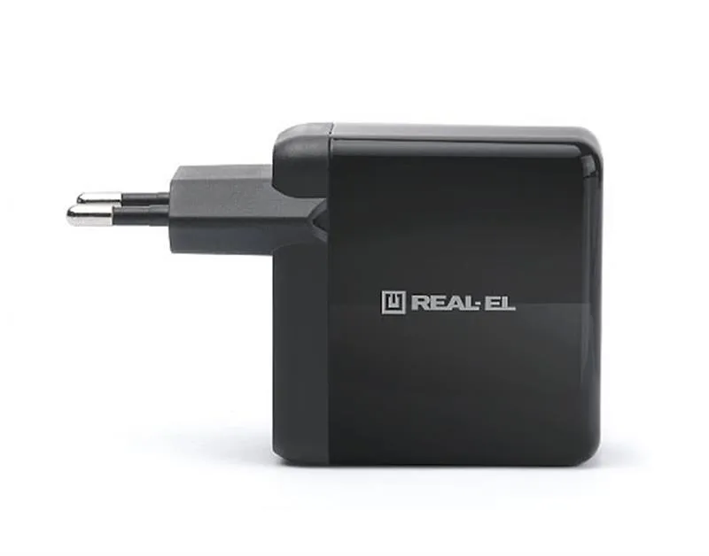 Мережевий зарядний пристрій REAL-EL CH-350 QC3.0 (2USB, 3A) Black - зображення 1