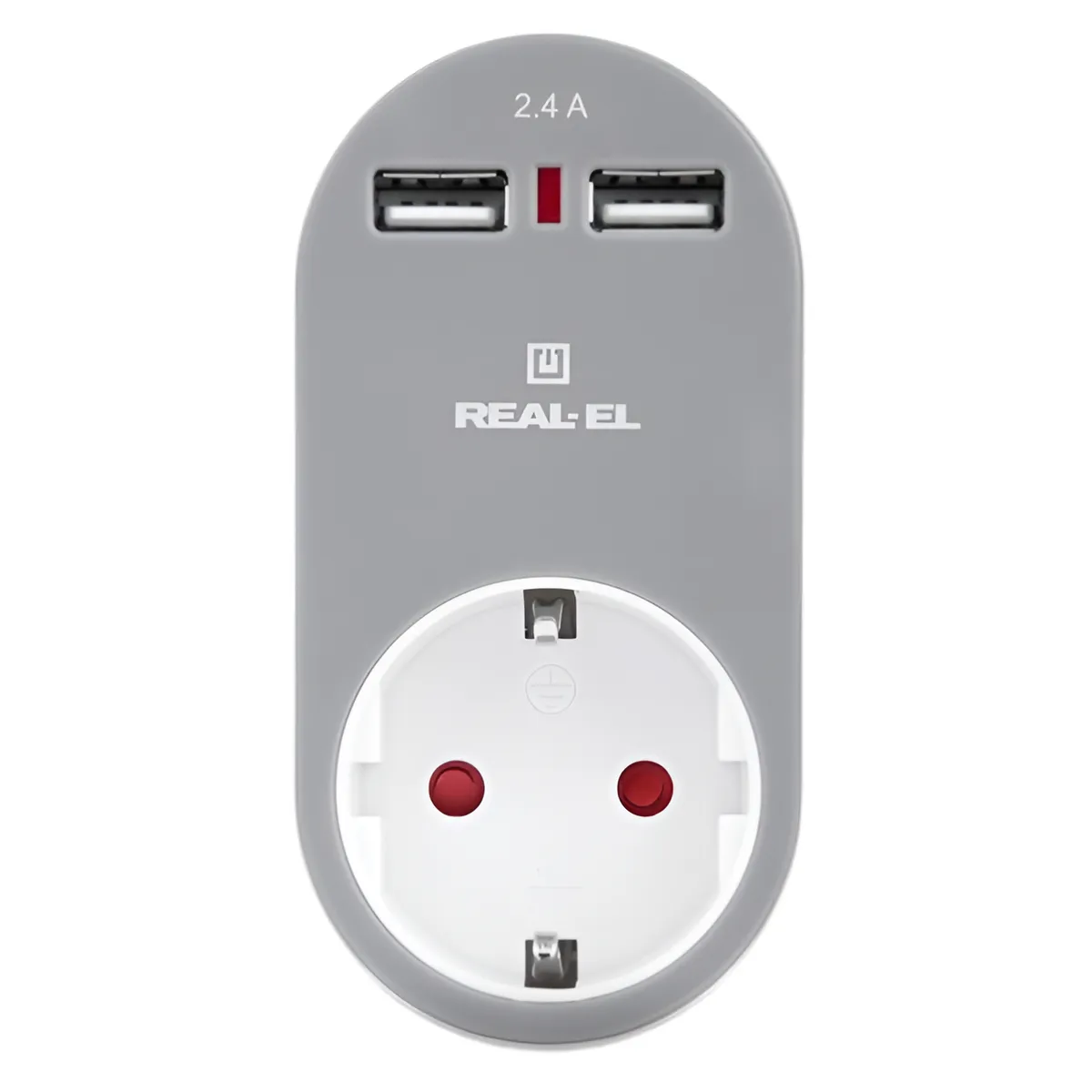Мережевий зарядний USB-пристрій з розеткою REAL-EL CS-20, білий-сірий - мініатюра 3
