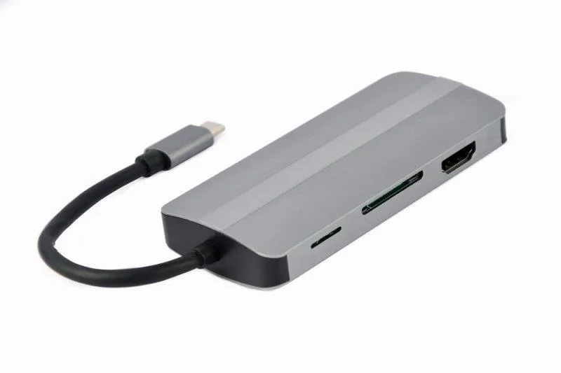 Док-станція Cablexpert USB-C 8-в-1 (A-CM-COMBO8-02) USB 3.0/HDMI//VGA/PD/картридер/стерео-аудіо - зображення 1