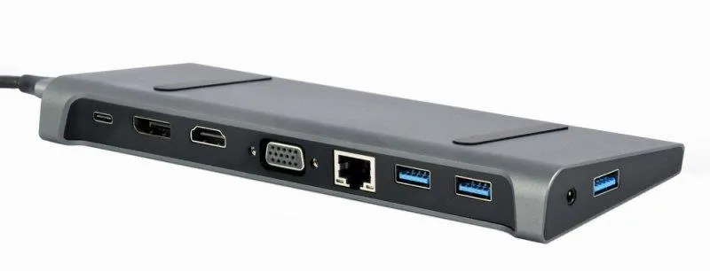 Док-станція Cablexpert USB-C 9-в-1 (A-CM-COMBO9-02) USB-хаб + HDMI/VGA/PD/LAN/3.5-мм аудіо - мініатюра 2