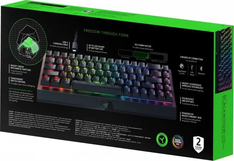 Клавіатура бездротова Razer BlackWidow V3 Mini Hyperspeed Green Switch Black (RZ03-03891600-R3R1) - мініатюра 7
