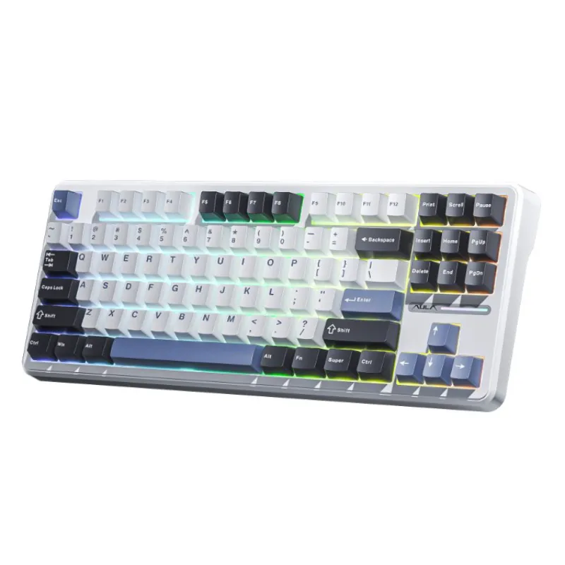 Клавіатура бездротова AULA F87 Gasket Greywood switch Hot-Swap, 2.4G wireless, BT, white, EN/UA - мініатюра 3