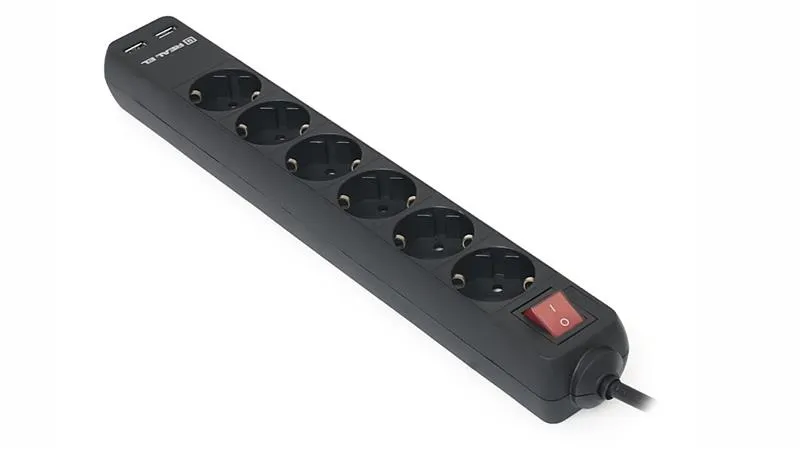 Фільтр живлення REAL-EL RS-6 Protect USB 3m Black - мініатюра 2