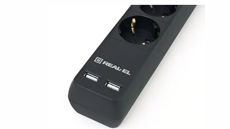 Фільтр живлення REAL-EL RS-6 Protect USB 3m Black - мініатюра 5