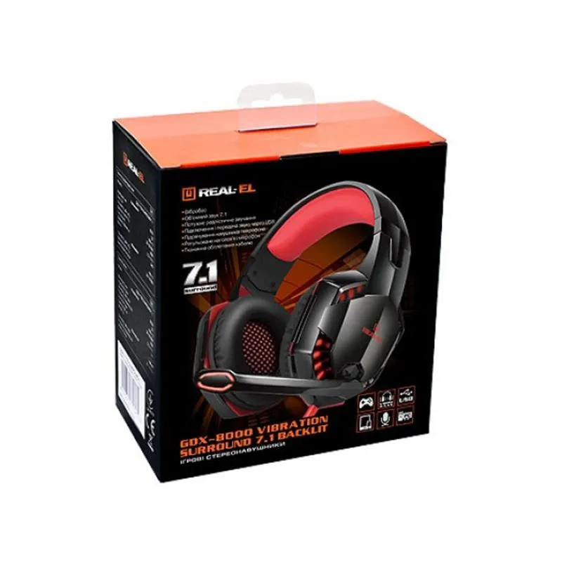 Гарнітура REAL-EL GDX-8000 Black/Red - мініатюра 2