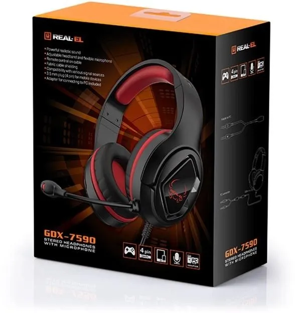 Гарнітура REAL-EL GDX-7590 Black/Red - мініатюра 9