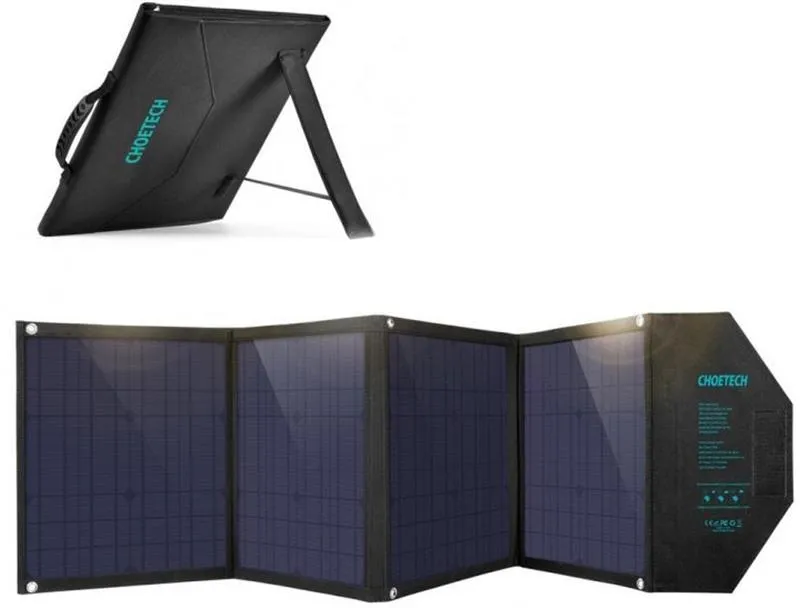 Сонячний зарядний пристрій Choetech 80W (158x41см) USB 5V/2.4A + 5V/2.4A QC3.0 + USB-C PD3.0 (30W) (SC007) - зображення 1