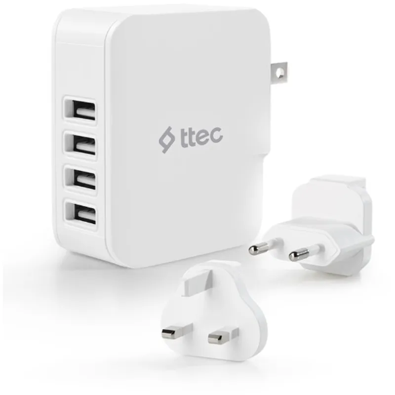 Мережевий зарядний пристрій Ttec Quattro Traveler 4хUSB 5.1A/25Вт White (2SC02BUK) - мініатюра 2