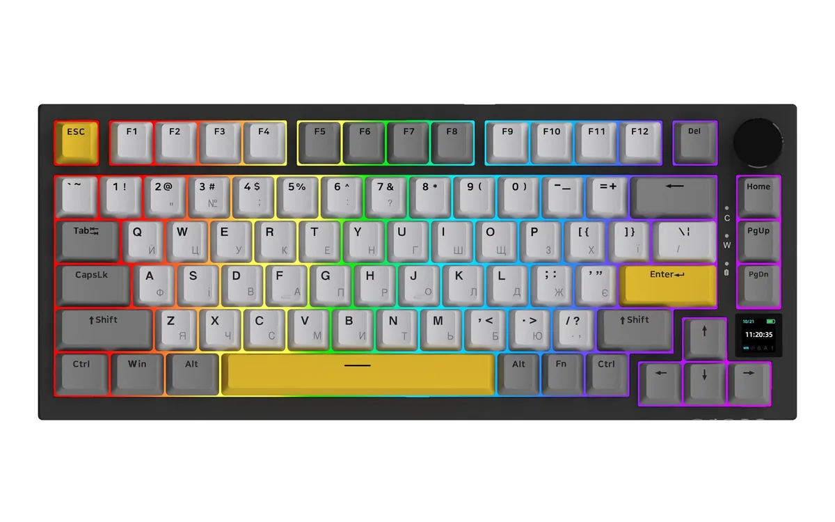 Бездротова механічна клавіатура Ajazz AK820 PRO 75% Flying Fish Switch Black RGB (AK820PRO-FF-BGY) - зображення 1