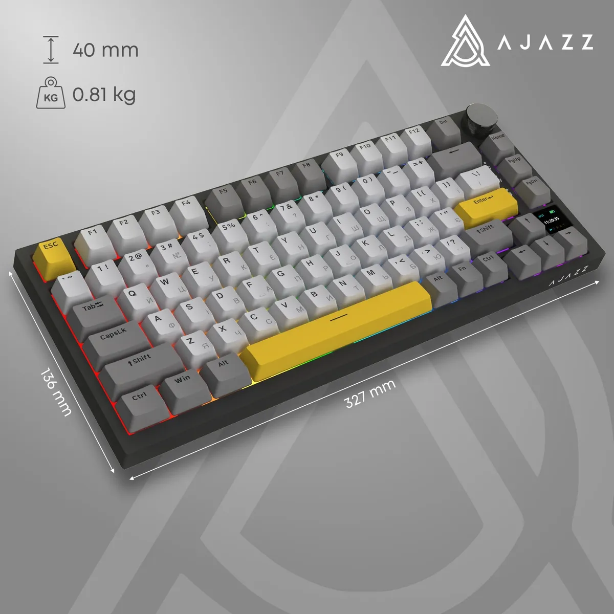 Бездротова механічна клавіатура Ajazz AK820 PRO 75% Flying Fish Switch Black RGB (AK820PRO-FF-BGY) - мініатюра 10