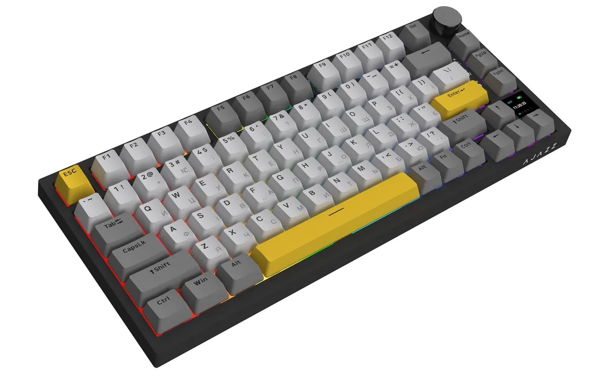 Бездротова механічна клавіатура Ajazz AK820 PRO 75% Flying Fish Switch Black RGB (AK820PRO-FF-BGY) - мініатюра 2