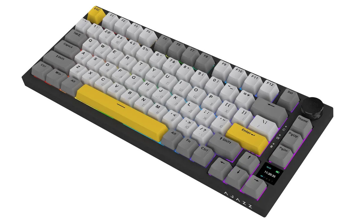 Бездротова механічна клавіатура Ajazz AK820 PRO 75% Flying Fish Switch Black RGB (AK820PRO-FF-BGY) - мініатюра 3