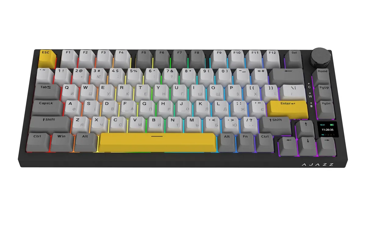 Бездротова механічна клавіатура Ajazz AK820 PRO 75% Flying Fish Switch Black RGB (AK820PRO-FF-BGY) - мініатюра 4