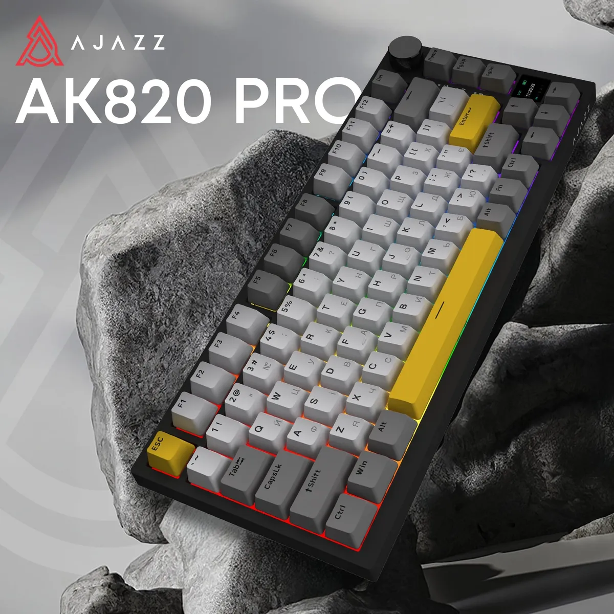 Бездротова механічна клавіатура Ajazz AK820 PRO 75% Flying Fish Switch Black RGB (AK820PRO-FF-BGY) - мініатюра 6