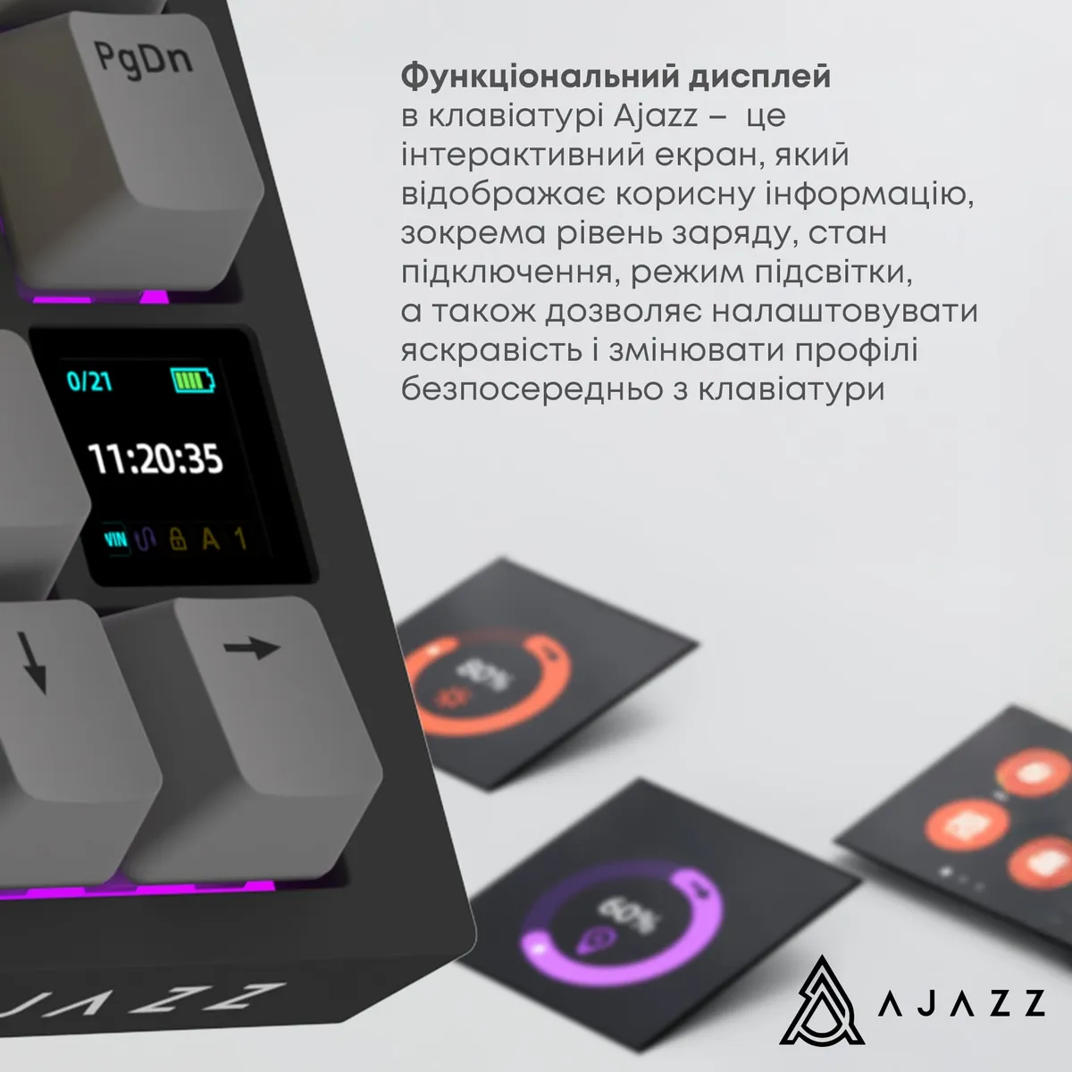 Бездротова механічна клавіатура Ajazz AK820 PRO 75% Flying Fish Switch Black RGB (AK820PRO-FF-BGY) - мініатюра 8