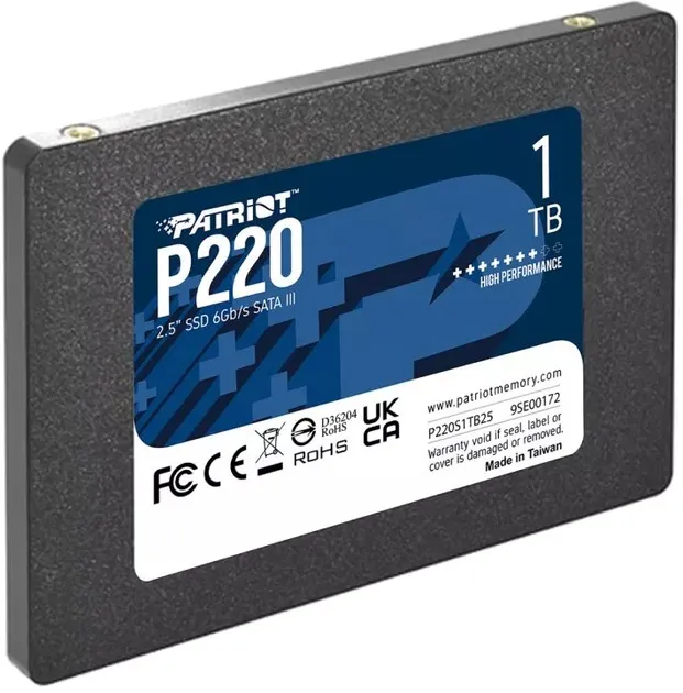 Накопичувач SSD 1TB Patriot P220 2.5" SATAIII TLC (P220S1TB25) - мініатюра 2